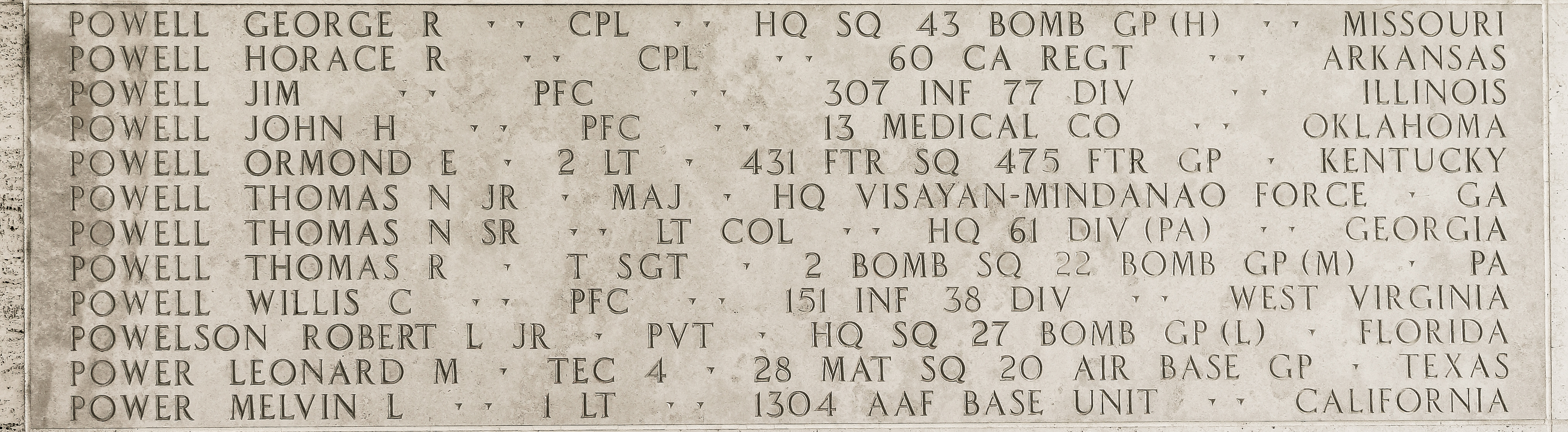 Melvin L. Power, First Lieutenant